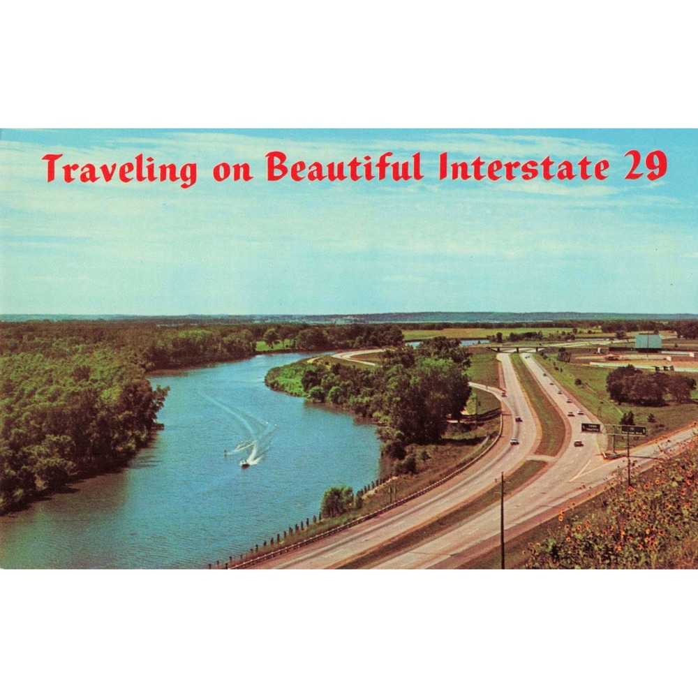 Vtg Traveling on Beautiful Interstate 29 Postcard Lewis and Clark Trail 1965 - Picture 1 of 2